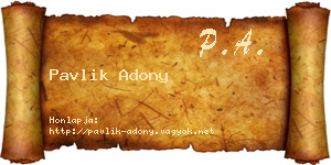 Pavlik Adony névjegykártya